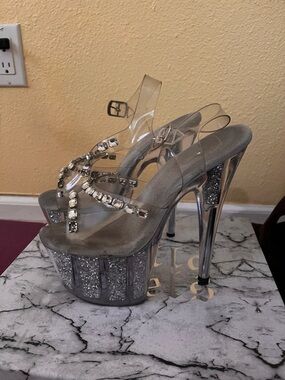Pleasers bling Gem-Embellished Platform Heels - used